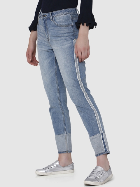 

Vero Moda Women Blue Boyfriend Fit Mid-Rise Clean Look Non-Stretchable Cropped Jeans