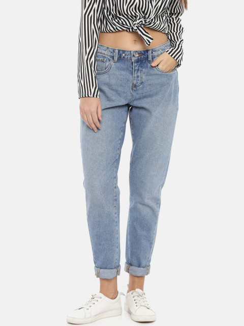 

Vero Moda Women Blue Boyfriend Fit Mid-Rise Clean Look Jeans