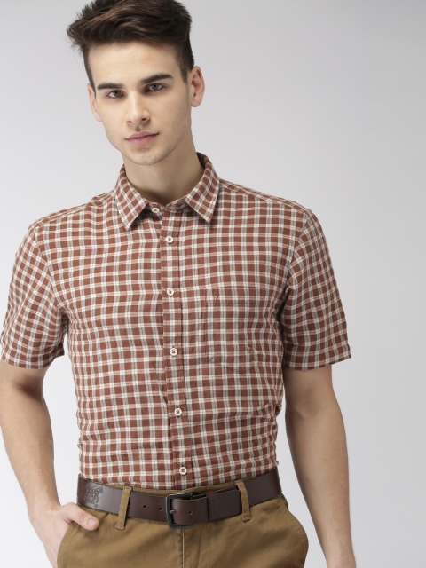 

Indian Terrain Men Khaki Slim Fit Checked Smart Casual Shirt
