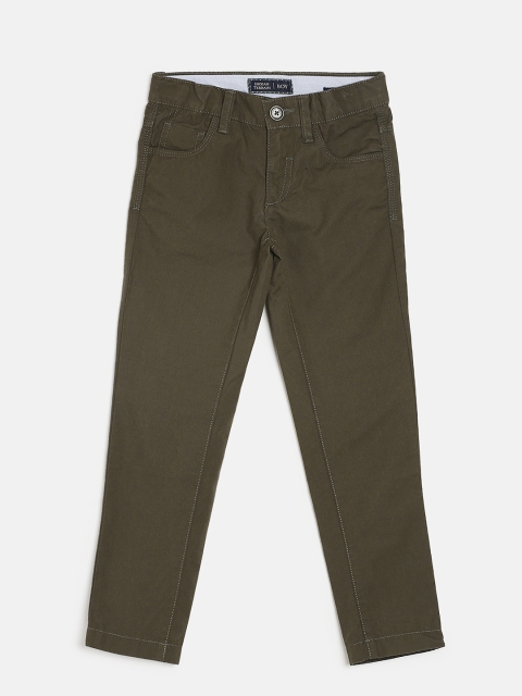 

Indian Terrain Boys Olive Green Regular Fit Solid Regular Trousers