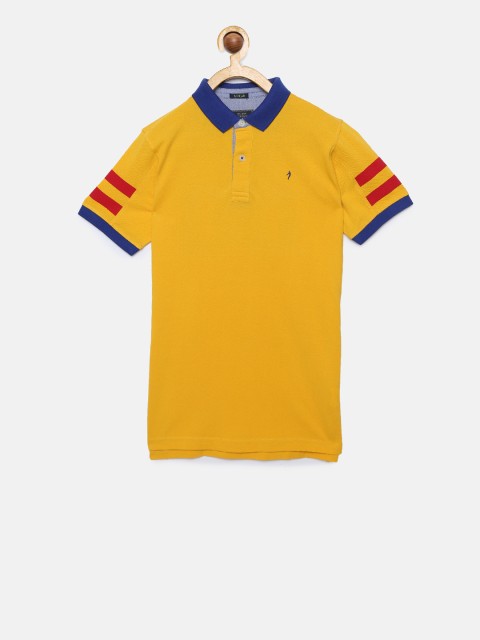 

Indian Terrain Boys Yellow Solid Polo Collar T-shirt