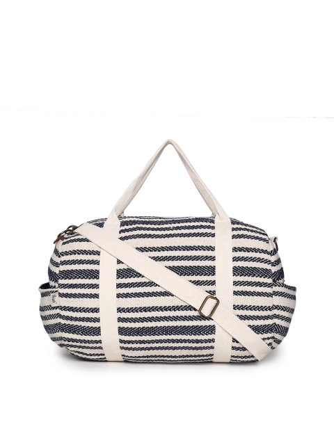 

People White & Navy Blue Self Design Shoulder Bag