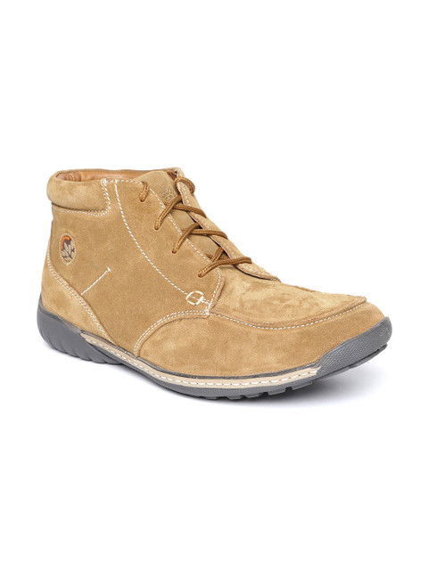

Woodland ProPlanet Men Camel Brown Solid Suede Mid-Top Flat Boots