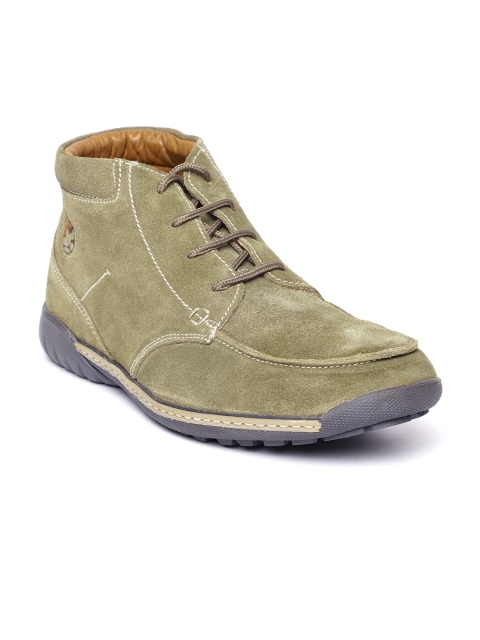 

Woodland ProPlanet Men Olive Green Solid Suede Mid-Top Trekking Shoes