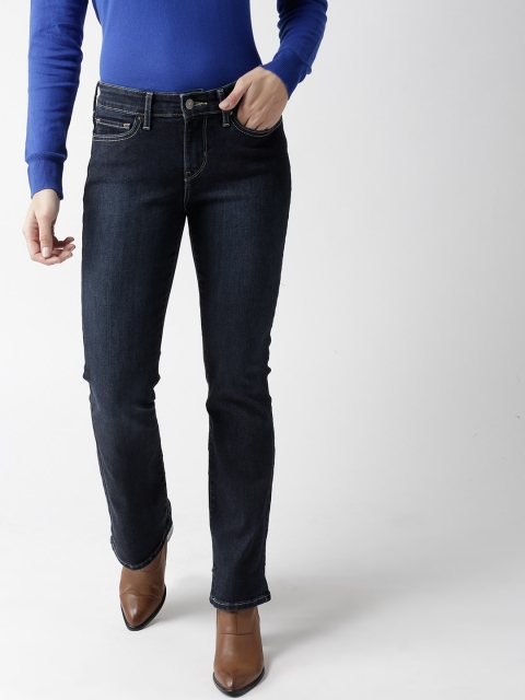 

Levis Women Navy Blue Bootcut Mid-Rise Clean Look Stretchable Jeans 715