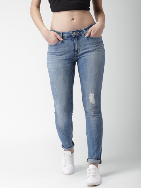 

Levis Women Blue Skinny Fit Mid-Rise Mildly Distressed Stretchable Jeans 711