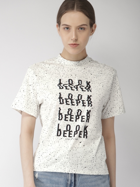 

Levis Women White & Black Printed Round Neck T-shirt