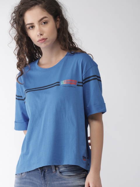 

Levis Women Blue Solid Round Neck T-shirt