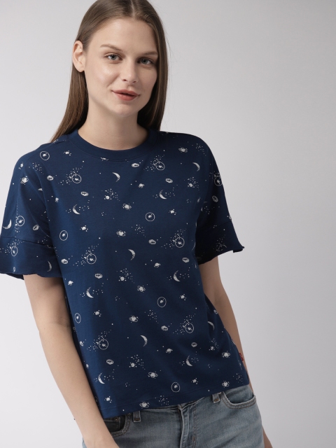

Levis Women Navy Blue Printed Round Neck T-shirt
