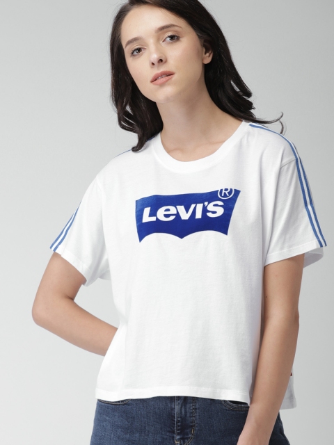 

Levis Women White Printed Round Neck T-shirt 39389-0033