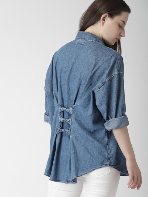 

Levis Women Blue Regular Fit Faded Casual Denim Shirt 57583-0000