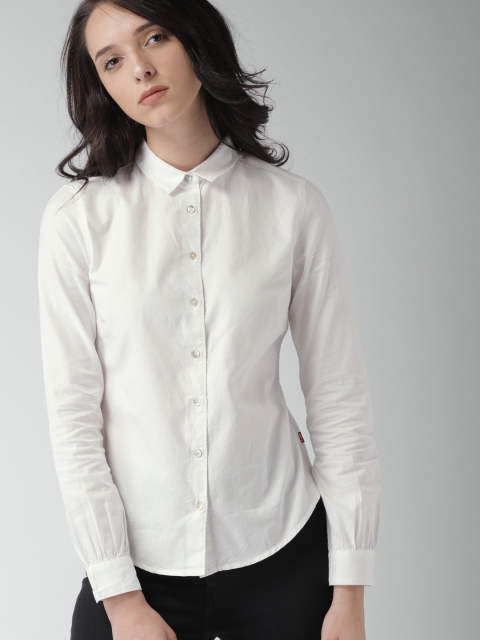 

Levis Women White Trim Slim Fit Solid Casual Shirt