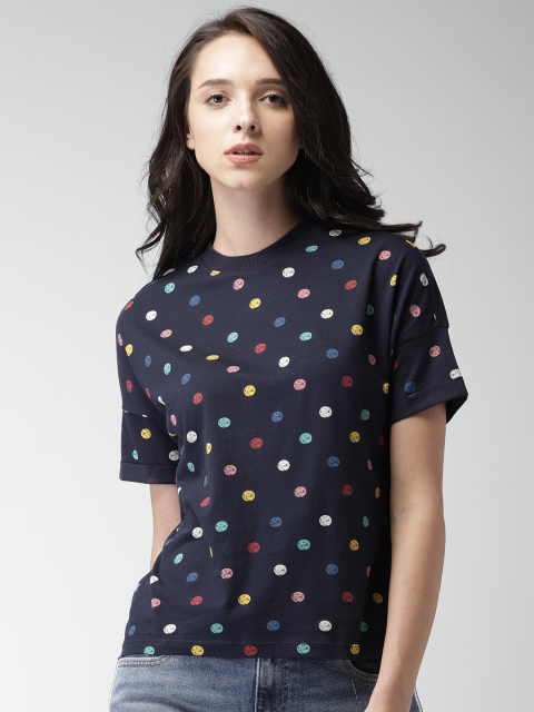 

Levis Women Navy Blue Printed Round Neck T-shirt