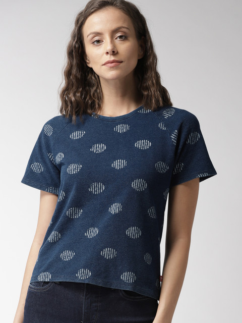 

Levis Women Navy Blue Printed Round Neck T-shirt
