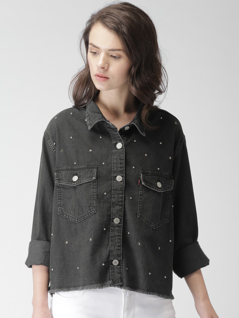 

Levis Women Black Regular Fit Faded Casual Shirt