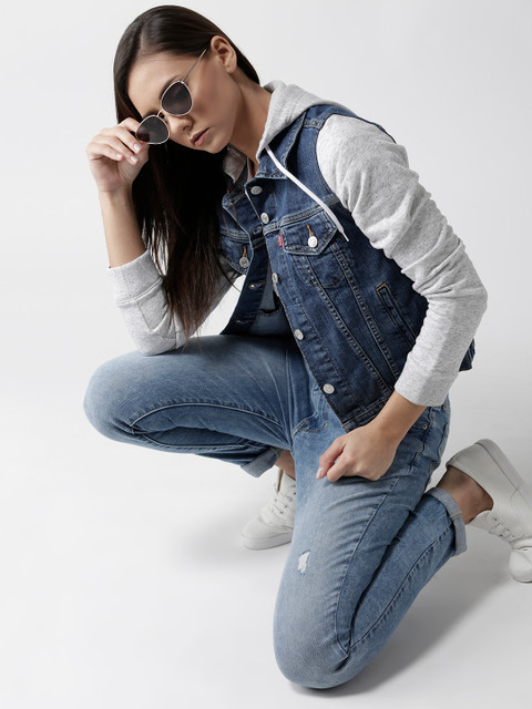 

Levis Women Blue Solid Denim Jacket