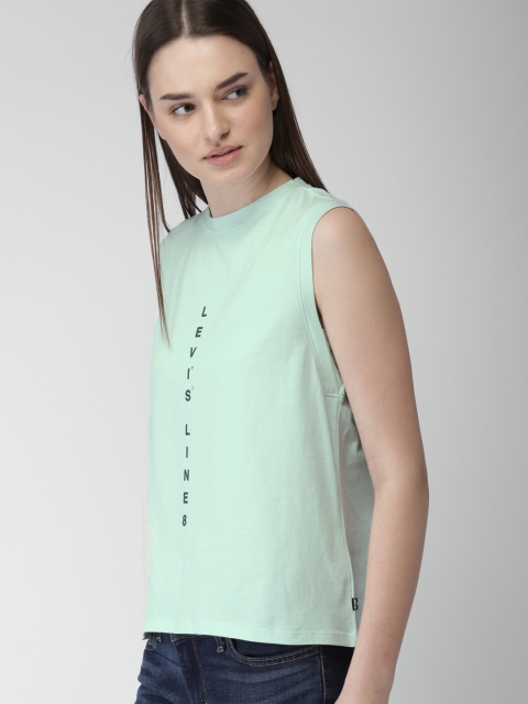 

Levis Women Blue Printed High Neck T-shirt