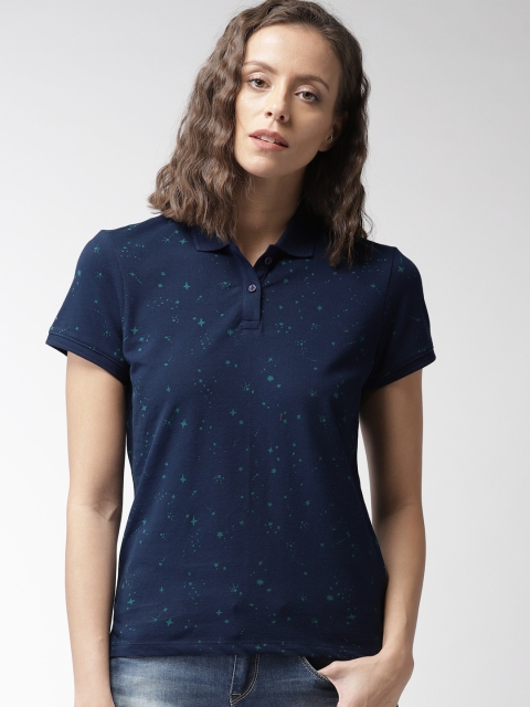 

Levis Women Navy Blue Printed Polo Collar T-shirt