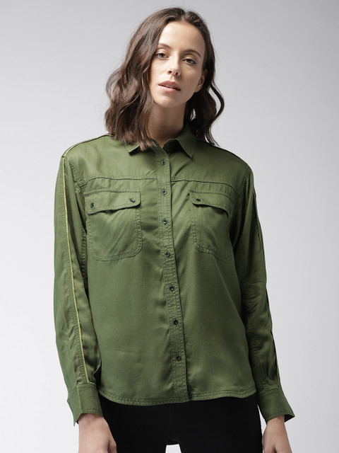 

Levis Women Olive Green Regular Fit Solid Casual Shirt
