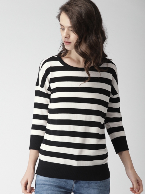 

Levis Women Black & Off-White Striped Pullover Sweater