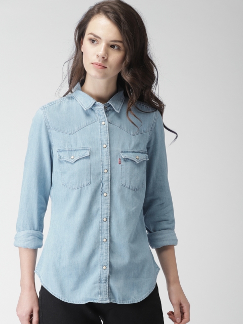 

Levis Women Blue Regular Fit Faded Casual Shirt