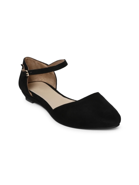

Inc 5 Women Black Solid Synthetic Suede Ballerinas