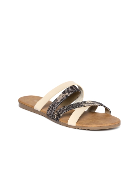 

Inc 5 Women Beige Printed Synthetic Open Toe Flats