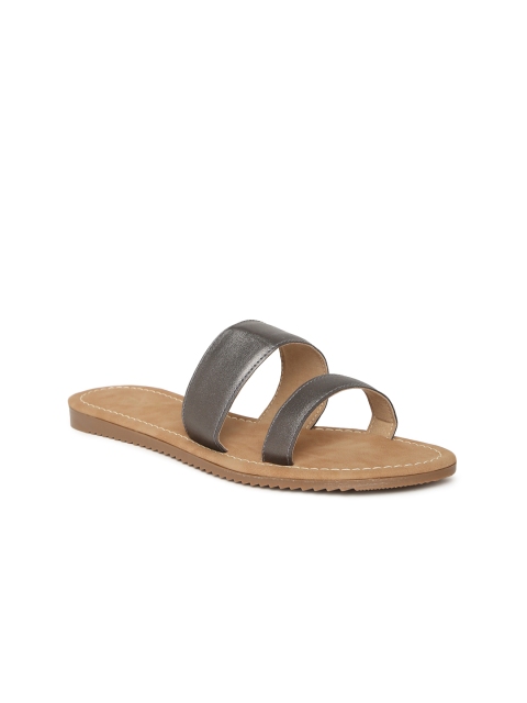 

Inc 5 Women Grey Solid Synthetic Open Toe Flats