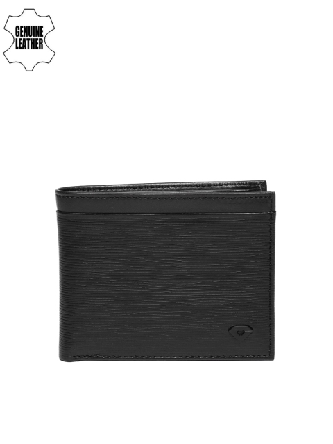 

INVICTUS Men Black Textured Genuine Leather Two Fold Wallet
