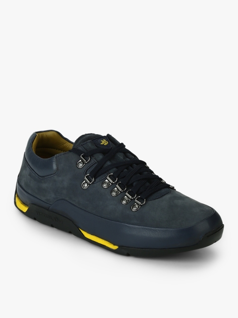 

Woodland Men Black Solid Leather Mid-Top Driving Shoes