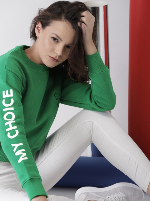 

Harvard Women Green Solid Sweatshirt