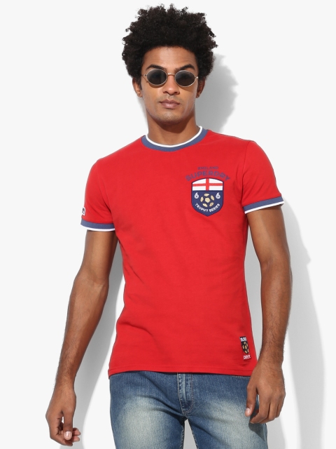 

Superdry Men Red Printed Round Neck T-shirt