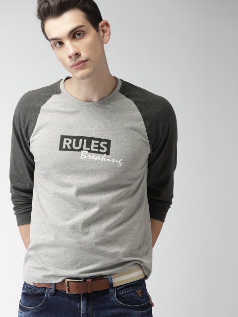 

Harvard Men Charcoal Grey Printed Round Neck T-shirt
