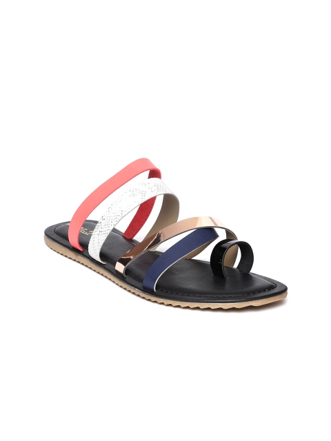 

Inc 5 Women Rose Gold-Toned & White Colourblocked One Toe Flats
