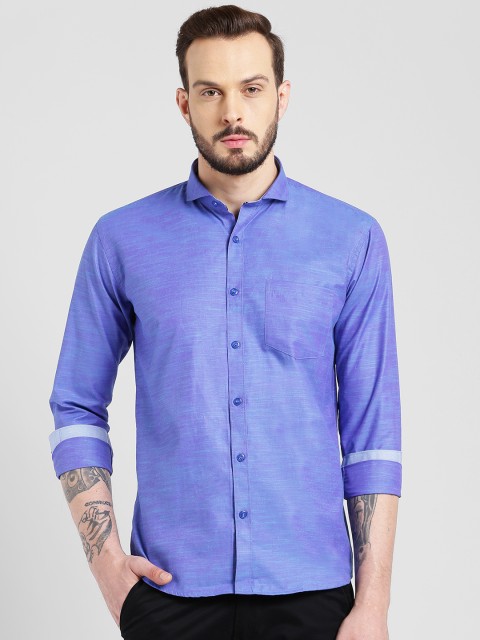 

Being Fab Men Blue Slim Fit Solid Casual Shirt