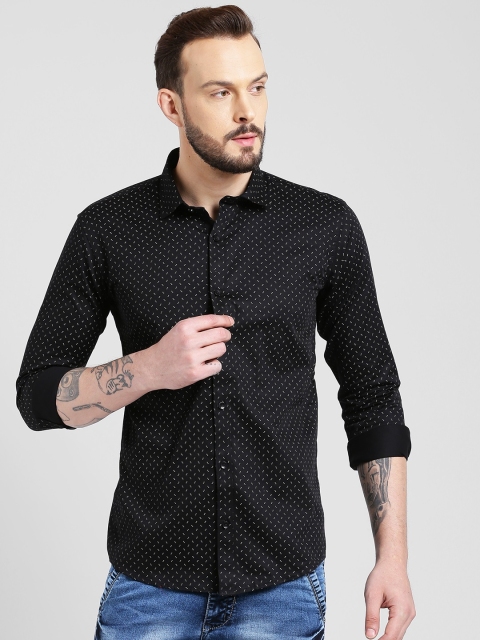 

Being Fab Men Black Slim Fit Printed Casual Shirt