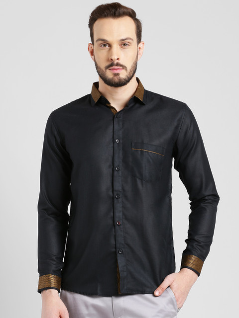 

Being Fab Men Black Slim Fit Solid Casual Shirt
