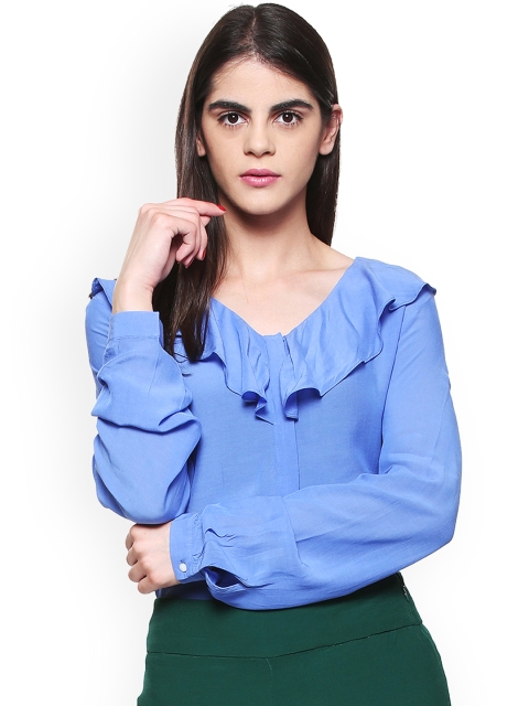 

Van Heusen Woman Women Blue Solid Shirt Style Top