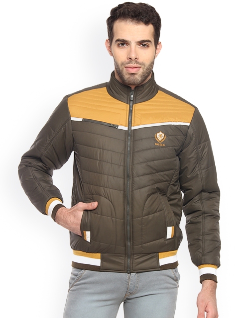 

Duke Men Brown & Mustard Yellow Colourblocked Puffer Jacket