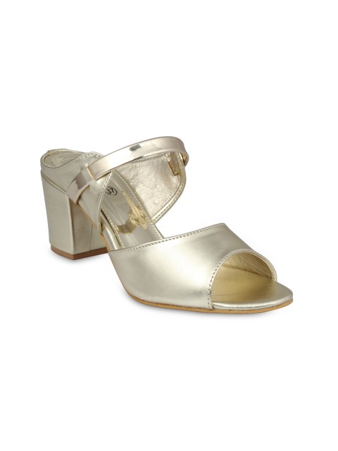 

pelle albero Women Gold-Toned Solid Sandals