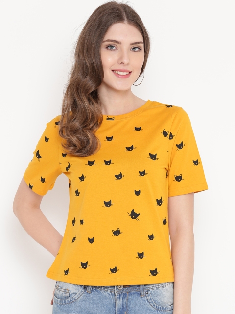 

GRITSTONES Women Yellow Conversational Printed Top