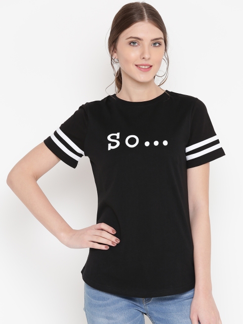 

GRITSTONES Women Black Printed T-shirt