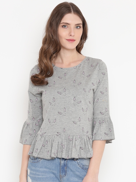 

GRITSTONES Women Grey Printed Peplum Top