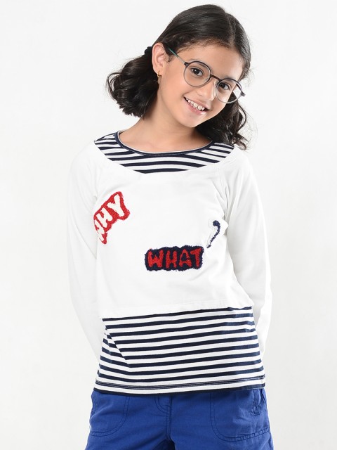 

Natilene Girls White Striped Top