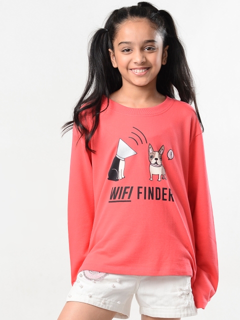 

Natilene Girls Coral Printed Sweatshirt