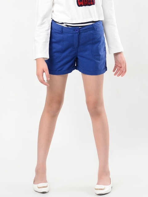 

Natilene Girls Blue Solid Regular Fit Regular Shorts