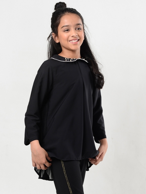 

Natilene Girls Black Solid High-Low Top