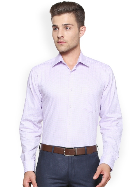 

Van Heusen Men Lavender & White Regular Fit Checked Formal Shirt
