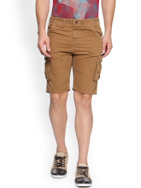 

People Men Brown Solid Regular Fit Cargo Shorts