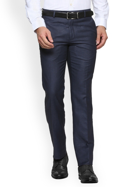 

Van Heusen Men Navy Blue Slim Fit Solid Formal Trousers